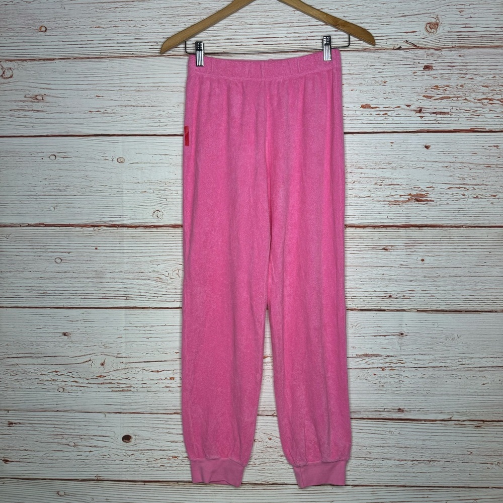 NWT Suzie Suzi Kondi The Tinos Slim Track Pants Beach Terry Pink Cosmos Sz XS
